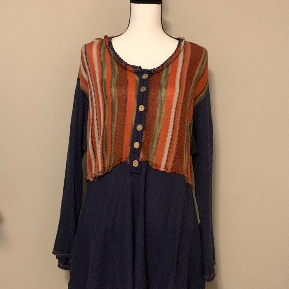 DAVI & DANI Multicolor Striped Knit Top size large euc